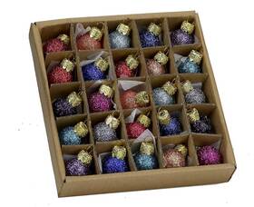 C1962 Kurt Adler Multicolored Mini Glass Glitter Balls Christmas Tree Ornaments Set Of 25
