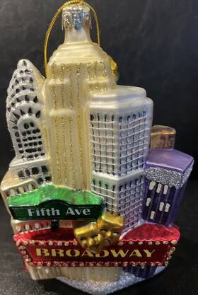 C4170 Kurt Adler New York City Cityscape Glass Christmas Tree Ornament