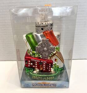 C7573 Kurt Adler Christmas Glass Ornament Ireland Double Sided City Scapes Noble Gems