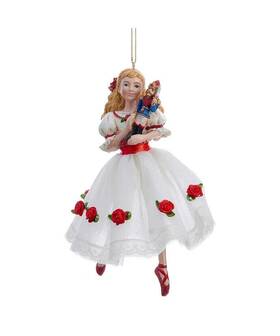 C9252 Kurt Adler 6 Inch Resin Beautiful Clara In White Dress With Her Nutcracker Christmas Ornament