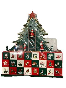 D4035 Kurt Adler Battery Operated Led Christmas Tree Advent Calendar 13.5 Inch S