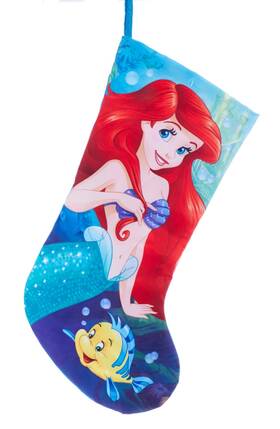 Dn7183 Kurt Adler Ariel Princess Licensed Disney Print Christmas Holiday Stocking