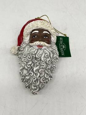 E0347 Kurt Adler Resin African American Santa Head Christmas Tree Ornament
