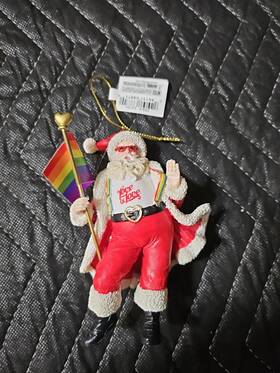 E0755 Kurt Adler Gay Pride Santa Love Is Rainbow Flag Lgbtq Christmas Ornament By
