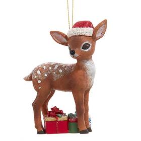 E0962 Kurt Adler Nostalgic Deer With Christmas Presents Ornaments