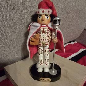 Ep01155sp Kurt Adler Christmas Elvis In White Suit Nutcracker 10 Inch Wooden