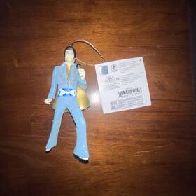 Ep1131 Kurt Adler Blue Suit Elvis Presley With Microphone Christmas Tree Ornament - New No Box