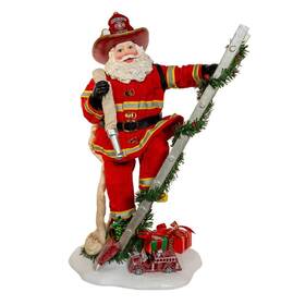 Fa0199 Kurt Adler Fabriche Christmas Figurine Fireman Santa On Ladder 11.5in