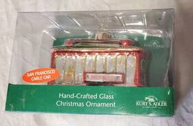 H7076 Kurt Adler Glass Ornament For Christmas Tree San Francisco Cable Car