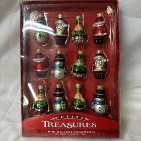 H9551 Kurt Adler Set Of 12 Mini Christmas Ornaments 1.25 Cute Small Holiday Tree Petite Treasures