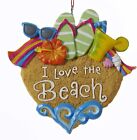 J1436 Kurt Adler I Love The Beach Sandals Sunglasses Shells Christmas Ornament
