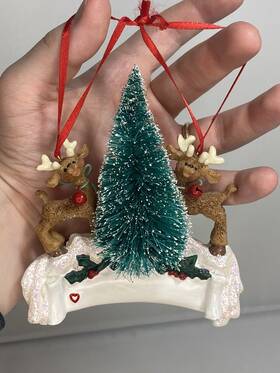 Karcr17 Kurt Adler S Pair Of Reindeer With Christmas Tree Ornament Blank Banner