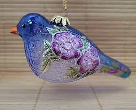 Nb0413 Kurt Adler Noble Gems Collection Glass Christmas Ornament Blue Bird Blown
