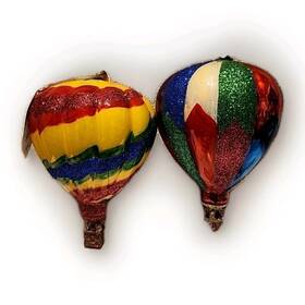 Kurt Adler Nb1142 Noble Gems Hot Air Balloon Glass Christmas Ornaments Pack Of 2