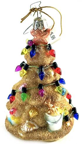 Nb1296 Kurt Adler Noble Gems Sand Tree Beach Glass Christmas Ornament 5 Inch Tall By