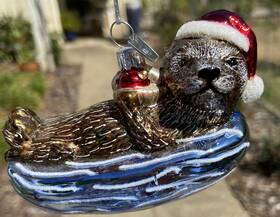 Nb1553 Kurt Adler Noble Gems Glass Ornament For Christmas Tree Sea Otter