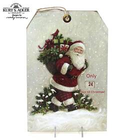 T2020 Kurt Adler Christmas Countdown 12 Inch Gift Tag Calendar Santa Days Till Wall Decor