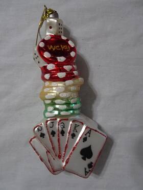 T2683 Kurt Adler Casino Poker Gambling Dice Cards 5.5 Inch Christmas Ornament Vguc