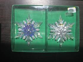 T3435 Kurt Adler Set Of 2 Lavender Blue And Clear Snowflake Christmas Ornaments By