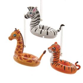 Td1753 Kurt Adler Jungle Animals Zebra Giraffe Tiger Floats Christmas Holiday Ornaments Set Of 3