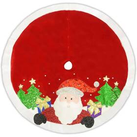 Ts0230 Kurt Adler Christmas Tree Skirt With Santa Design Red 48in