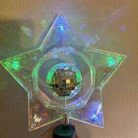 Ul0159c Kurt Adler Rotating Disco Ball Star Christmas Tree Topper Tested- Works