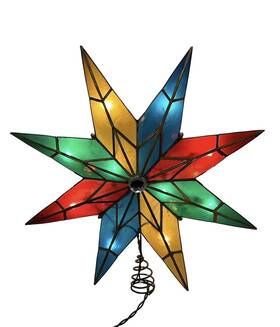 Ul3077 Kurt Adler Bethlehem Star Stained Glass Look Lighted Christmas Tree Topper 14 Inch