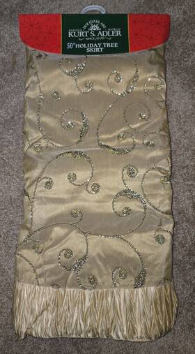 Kurt S 086131457890 Kurts Alder 50 Inch Gold Round Christmas Tree Skirt New