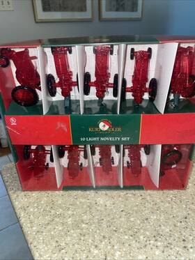 Kurt S Adler 086131009631 Inch Santas World Red Tractor 10 Lights Novelty Set Christmas Holiday