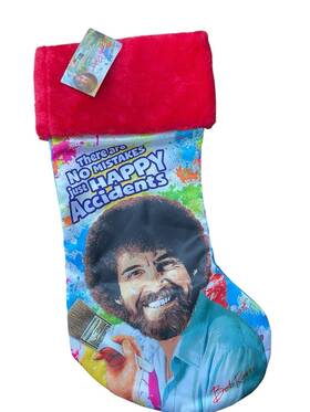 5611777 Kurt S. Adler Bob Ross Inch Just Happy Accidents Christmas Stocking Retro Artist New