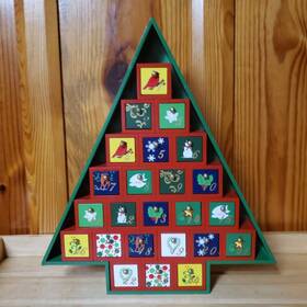 Kurt S Adler 636477005226 S. Wooden Christmas Tree Advent Calendar 20 Inch Tall Tiny Gift Cubbies