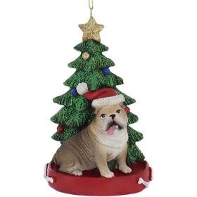 Kurt S. Adler C7954bd Bulldog Wearing Santa Hat With Christmas Tree Ornament New