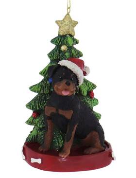 C7954rw Kurt S. Adler Rottweiler With Resin Christmas Tree Ornament For 4.25in Red-green