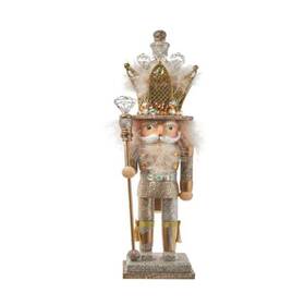 Ha0645 Kurt S. Adler Inc. Hollywood Platinum And Gold Glittered Christmas Nutcracker 16 Inch
