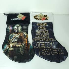 Kssw7213 Kurt S. Adler The Mandalorian Christmas Stocking 18 Inch Star Wars Black Lot Of 2 New