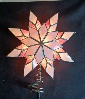 Ul0118 Kurt S. Adler Ul0118/c 8.5 Inch Capiz Star Christmas Pink Tree Topper With 10 Clear Lights