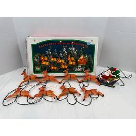 Kurt S. Adler Ul1013 Santa Sleigh 8 Reindeer 10 Novelty Lights Vintage Christmas Working