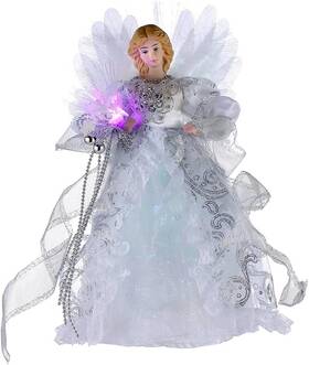 Ul1984 Kurt S. Adler Cul Fiber Optic Led Angel Christmas 12-inch White And Silver