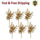 Kvc4ph Valery Madelyn Gold Glitter Christmas Picks Artificial Flower And Leave