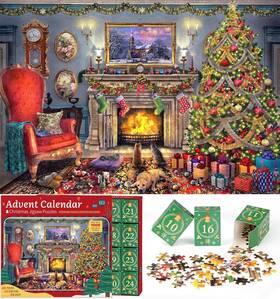 Kcp-39 Kwyz Puzzle Advent Calendar 2025 Christmas Jigsaw Puzzles - Festive Fireplace