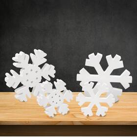 L2m2s50 Ladyrosian Wooden Snowflake Xmas Ornaments 4 Pack Standing And Hanging
