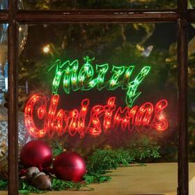 Lamphome 972603221974 18 Inch 50 Lighted Merry Christmas Pre-lit Sign Window S