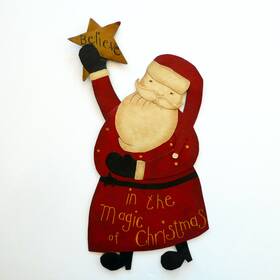0505016 Lang August Moon Christmas Santa Believe Metal Wall Door Hanging 20 Inch 2003