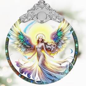 Jsct-blgs-fairy-bls318 Laoweiki Angel Christmas Ornament 3 Inch Stained Glass Decor Fairy