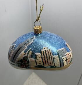 Ppt-002-0391 Lauschaer Gaskugelhaus Chicago Bean Winter Snowy Sky Blown Glass Christmas Ornament Germany Tlc