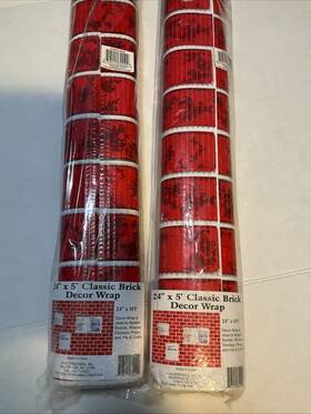 Lb International 608215855509 Red Brick Wrap Indoor Outdoor Sealed 2 Rolls 24 Inch X5 Each Christmas Party Decor