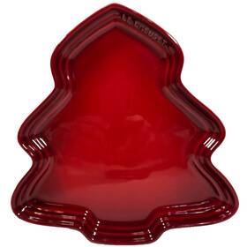 Le Creuset 630870294232 Cerise Red 10 Inch Tree Cookie Plate Holiday Tray Christmas Platter Nwt