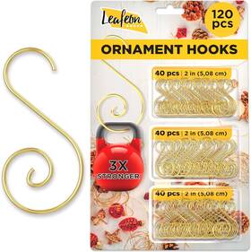 Leafeon 751313917232 120 Pcs Christmas S-shaped Ornament Hooks - Gold Silver