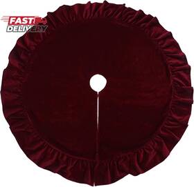 Leafwhis 445039149147 48-inch Red Velvet Christmas Tree Skirt Ruffled Holiday For 6ft To