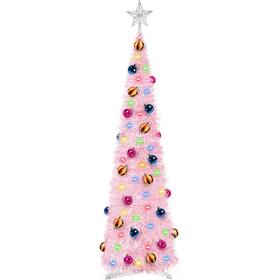 Sl-sd-15 Leasen 5 Ft Pop Up Tinsel Christmas Tree With Timer 60 Warm Multi Color Change Light